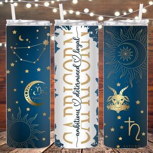 Capricorn Zodiac Sign Skinny Metal Tumbler